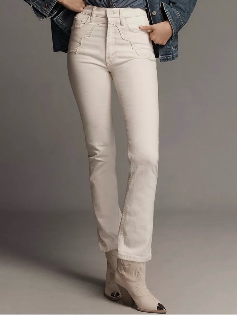 Women's High-Rise Straight Jeans in Cream